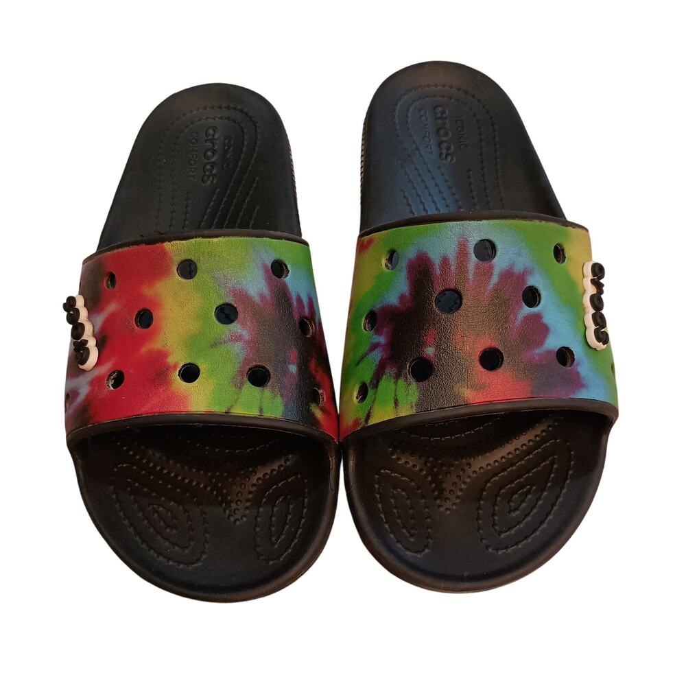 Unisex Crocs Tie-Dyed Slides Beach Shower Shoes Boho Size 10-12 Men's